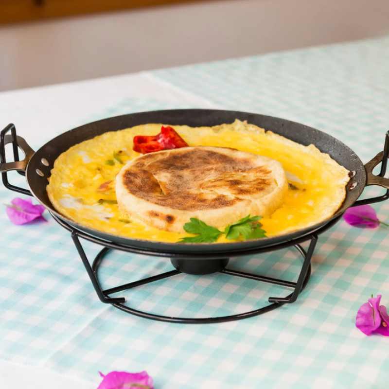 Griddle-Cooked Omelet With Wured Meat.